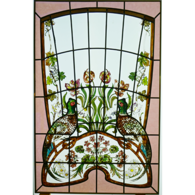 Faisans dans un décor de fleurs