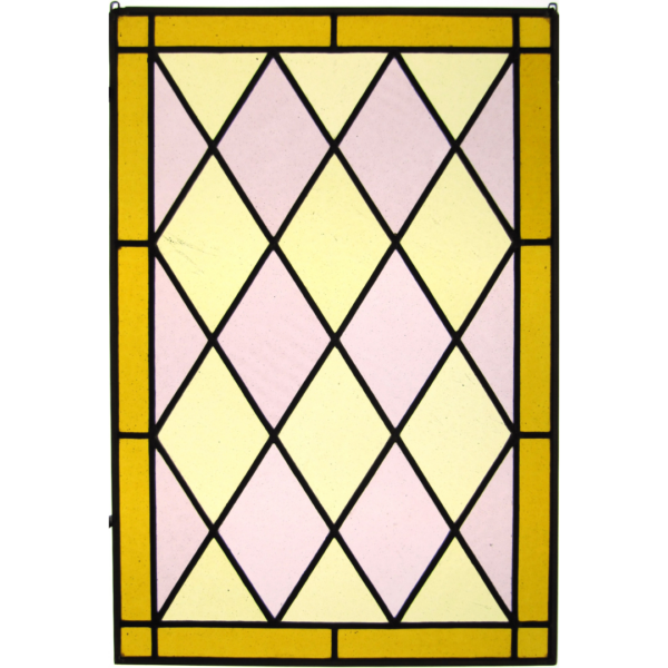Vitrerie losangée jaune et rose