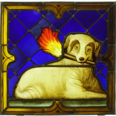 Chien tenant un flambeau