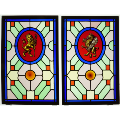 Lion et griffon couronnés héraldiques