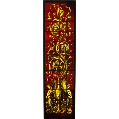 Décor doré sur fond rouge