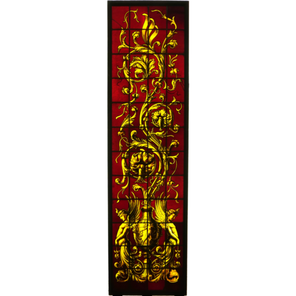 Décor doré sur fond rouge